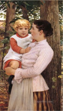 Madre e hijo impresionista James Carroll Beckwith Pinturas al óleo